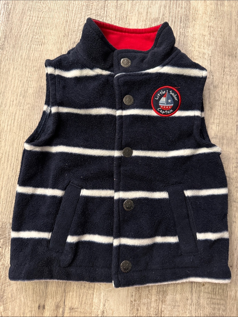 **4 for $15**Captain Navy & White Striped Kids Vest
